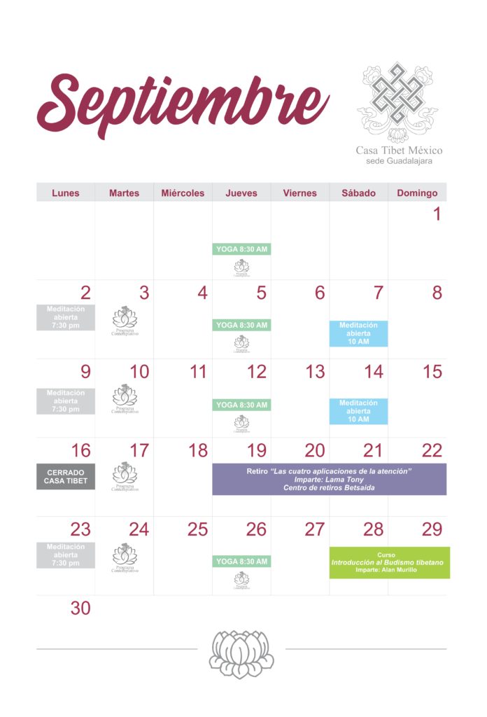 Calendario de Actividades de Septiembre 2019