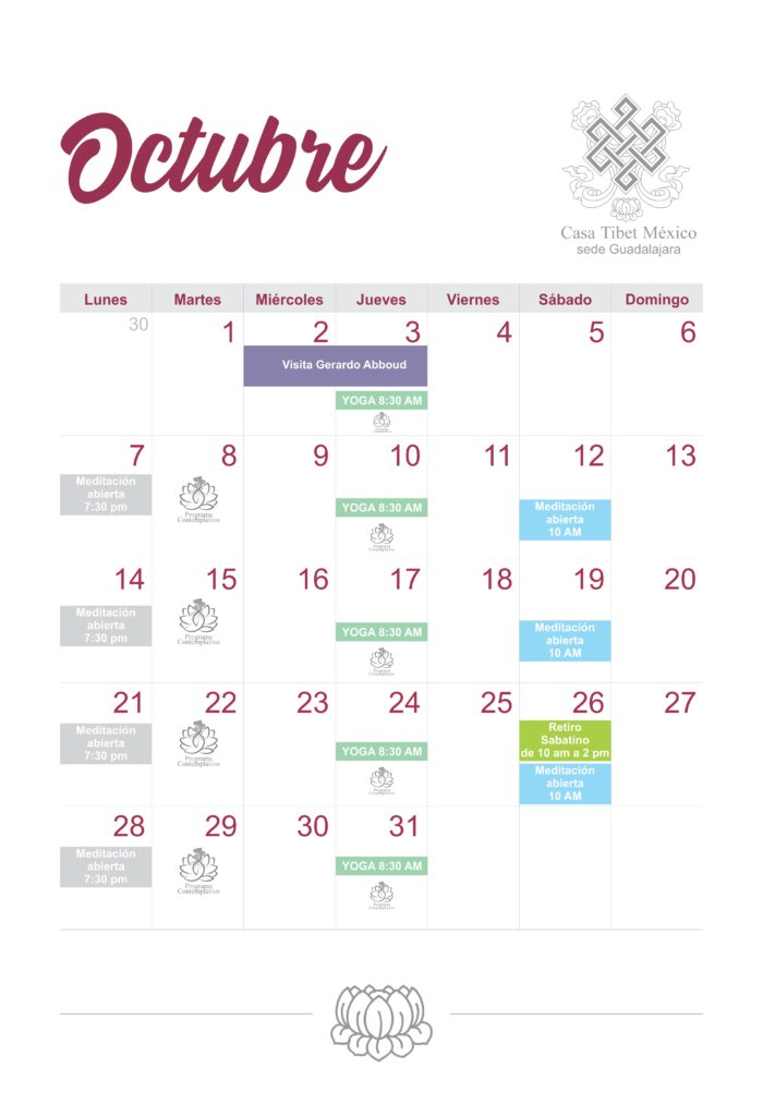 Calendario de Actividades de Octubre 2019